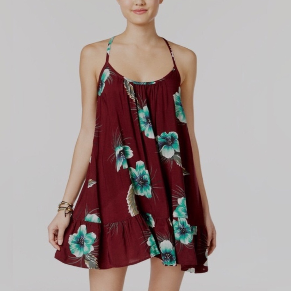 VOLCOM Hawaiian Floral Hibiscus Stampede Dress or Beach Cover